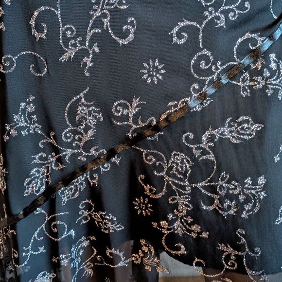 Vintage Y2K Taboo Black Halter Dress Floral Glitter Dark Fairycore Prom Size XL - Picture 5 of 13